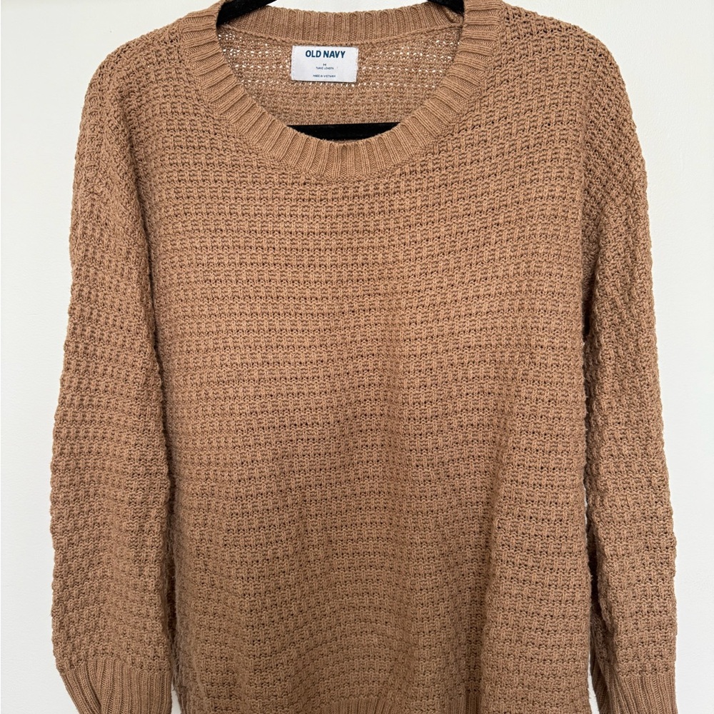 Old Navy Tan Crew Neck Sweater Chunky Knit